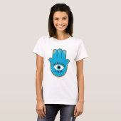 T-shirt Hamsa main Grec mal Oeil bleu (Devant entier)