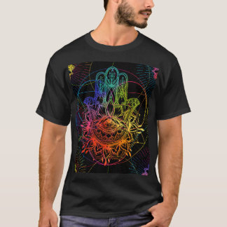 T-shirt Hamsa orné : motif néon dessiné à la main.