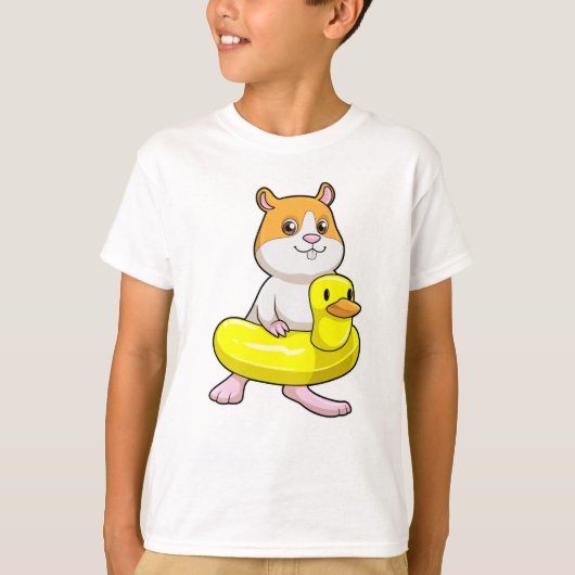 T-shirt Hamster à la plage avec canard comme anneau de nag (Devant)