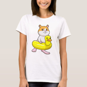 T-shirt Hamster à la plage avec canard comme anneau de nag