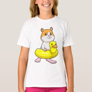 T-shirt Hamster à la plage avec canard comme anneau de nag