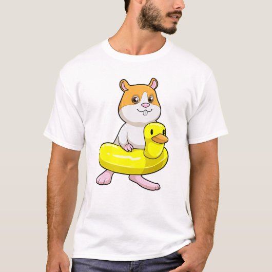 T-shirt Hamster à la plage avec canard comme anneau de nag (Devant)
