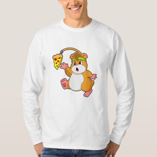 T-shirt Hamster à manger avec pizza (Devant)