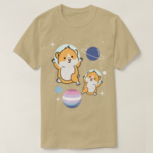 T-shirt Hamster Astronaut Bigender Pride  (Design devant)