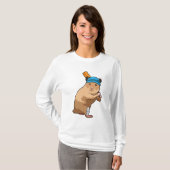 T-shirt Hamster au cricket avec chauve-souris de cricket (Devant entier)