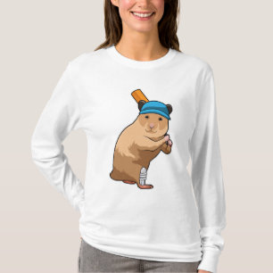 T-shirt Hamster au cricket avec chauve-souris de cricket