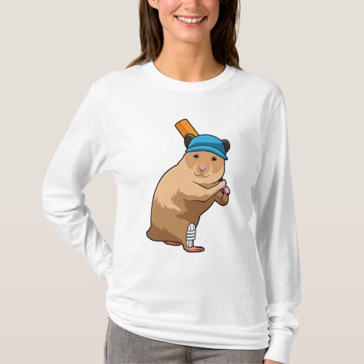 T-shirt Hamster au cricket avec chauve-souris de cricket (Devant)