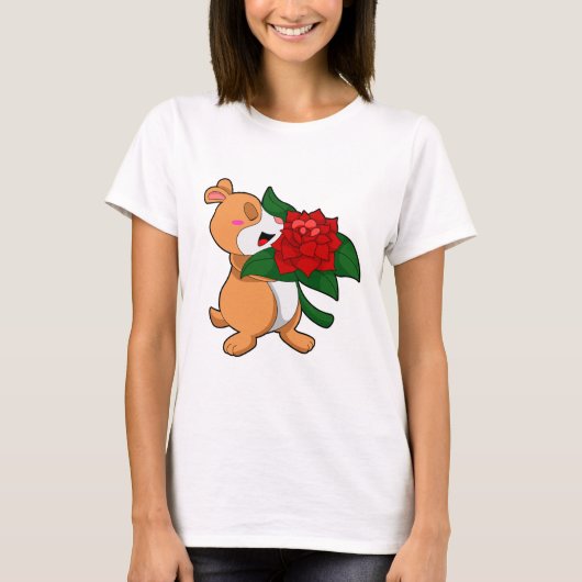 T-shirt Hamster avec fleur rose (Devant)