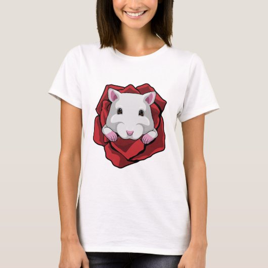 T-shirt Hamster avec Rose (Devant)
