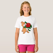 T-shirt Hamster avec Rose à fleurs (Devant entier)