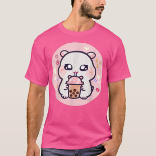 T-shirt Hamster Boba Thai Milk Thé Buble Thé Anime Kawaii