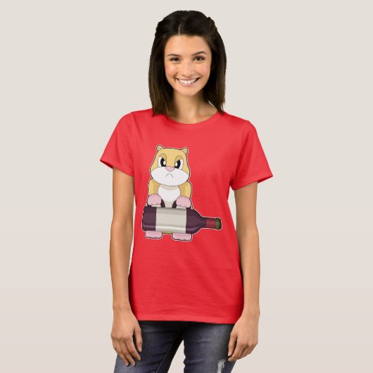 T-shirt Hamster Bottle Red wine (Devant entier)