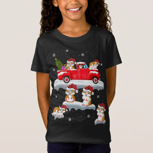 T-Shirt Hamster Conduite Arbre de Noël Camion Rouge Hamste (Devant)