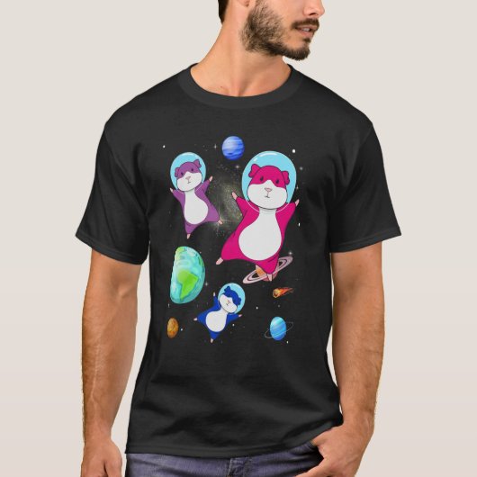 T-shirt Hamster Dans L'Espace Bisexuel Drapeau Bisexualité (Devant)