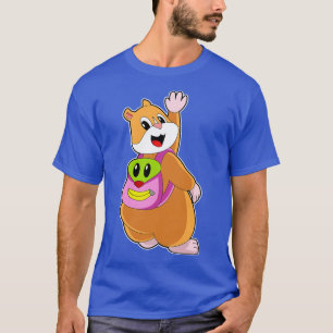 T-shirt Hamster En Étudiant Avec Sac À Dos