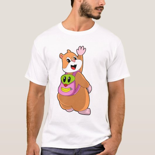 T-shirt Hamster en tant qu'étudiant avec sac à dos.PNG (Devant)