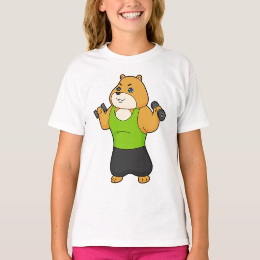 T-shirt Hamster Fitness Dumbbell (Devant)