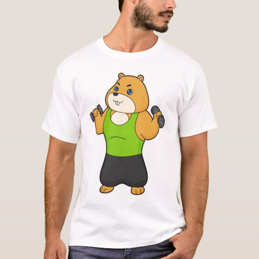 T-shirt Hamster Fitness Dumbbell (Devant)