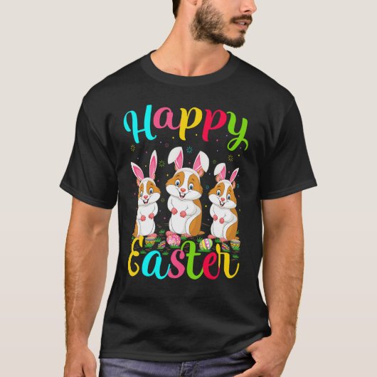 T-shirt Hamster Funny Oeufs de Pâques Bunny Hamster Happy (Devant)