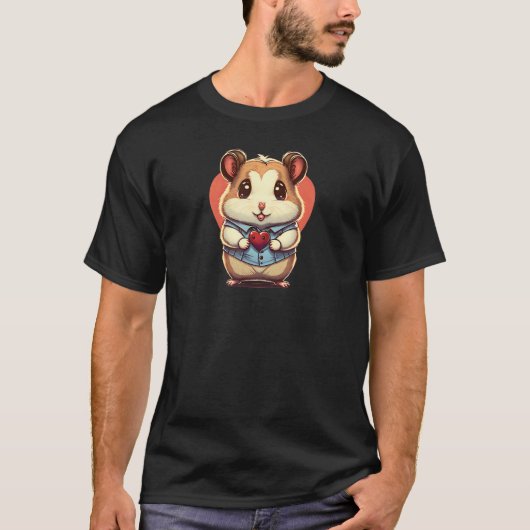 T-shirt Hamster Holding Heart Design Hamster Valentines Da (Devant)