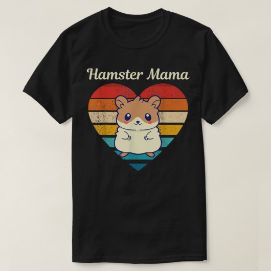 T-shirt Hamster Mama Cute Hamster Design Retro Heart Shape (Design devant)