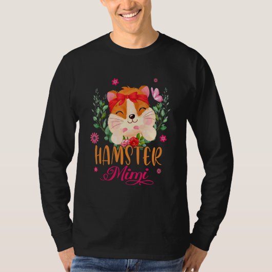 T-shirt Hamster Mimi Fleurs mignonnes Hamster Bow Cravate (Devant)