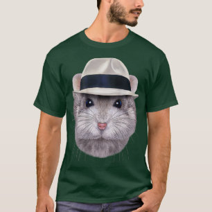 T-shirt Hamster nain gris avec Fedora Casquette