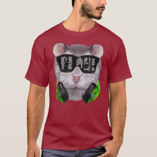 T-shirt Hamster nain gris en DJ en verre de soleil