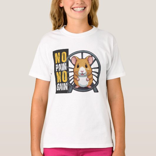T-shirt Hamster, pas de douleur, pas de gain (Devant)