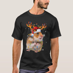 T-shirt Hamster Reindeer lumières de Noël Funny Hamster