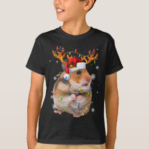 T-shirt Hamster Reindeer lumières de Noël Funny Hamster Xm