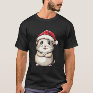 T-shirt Hamster Santa Hat Pet Lover Garçons Filles Enfants