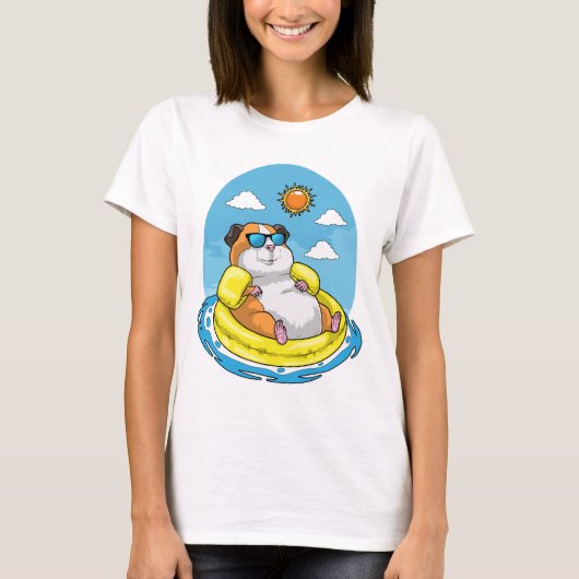 T-shirt Hamster Swimming Inflatable float Summer (Devant)