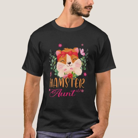 T-shirt Hamster Tante Fleurs mignonnes Hamster Bow Cravate (Devant)