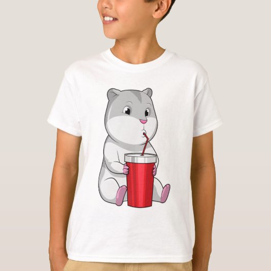 T-shirt Hamster with Mug & Drinking straw (Devant)