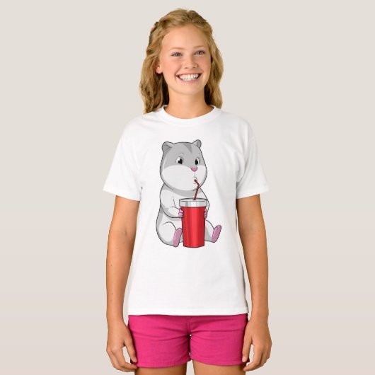 T-shirt Hamster with Mug & Drinking straw (Devant entier)
