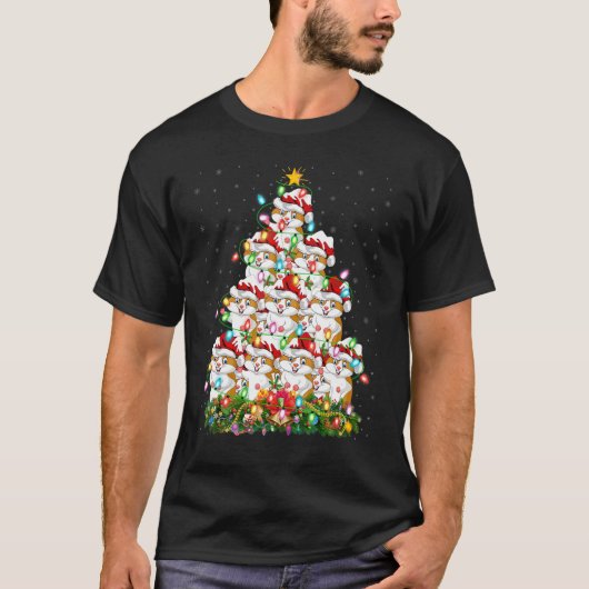 T-shirt Hamster   Xmas Lights Santa Hamster Christmas Tree (Devant)