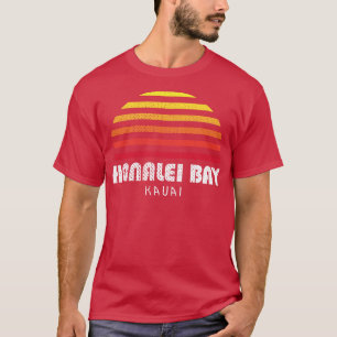 T-shirt Hanalei Bay Kauai Hawaii Retro Sunset Family Beach