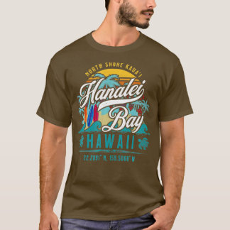 T-shirt Hanalei Bay North Shore Kauai Hawaii Retro Sun Sur