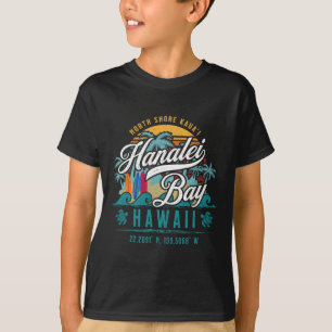 T-shirt Hanalei Byy North Shore Kauai Hawaii Rétro Soleil