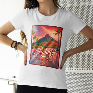 T-shirt Hanalei Kauai Hawaii Retro Volcano Road années 195