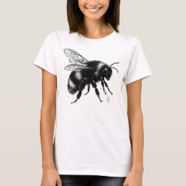 T-shirt Hand‑Drawn Bee Illustration – Detailed Ink Art T‑S
