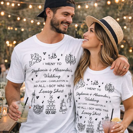 T-shirt Hand Drawn Funny Custom Wedding Favor Merch