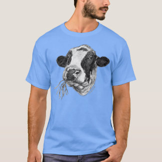 T-shirt Hand-drawn Happy Holstein Friesian Dairy Cow 