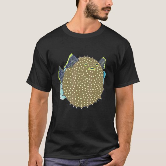 T-shirt Hand Drawn Puffer Fish Deep Ocean Creatures and Ri (Devant)