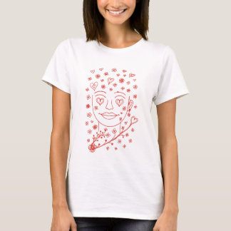 T-shirt Hand-Drawn Romantic Line Art Illustration