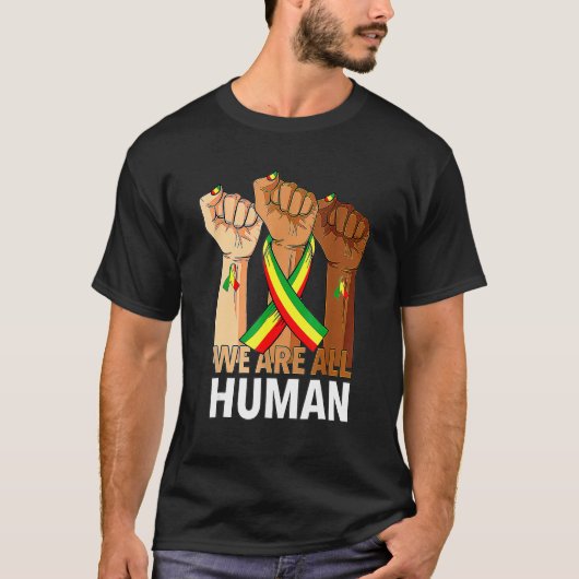 T-shirt Hand Fist We Are All Human African Pride Black His (Devant)