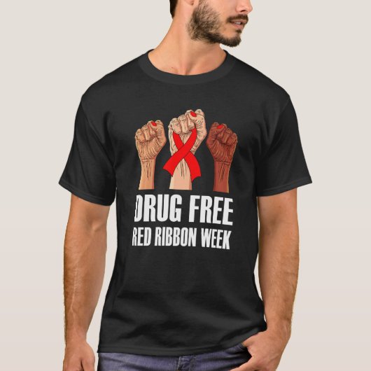 T-shirt Hand In October We Wear Red Ribbon Week Awareness (Devant)