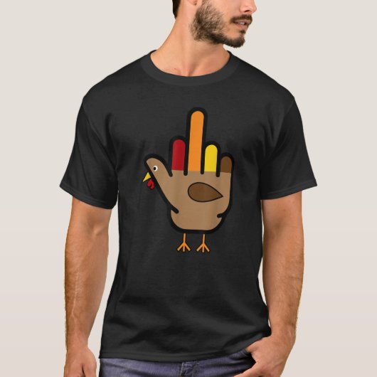 T-shirt Hand Turkey Middle Finger Funny Adult Thanksgiving (Devant)