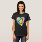 T-shirt Handbell Ringer Multicolored Painted Heart (Devant entier)